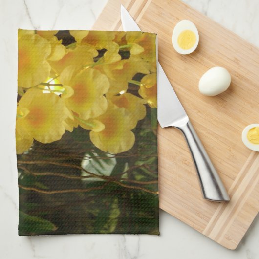 Gelbe Orchideen - tropische Blume Handtuch (Viertel Falte)