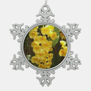 Gelbe Orchideen - tropische Blume Schneeflocken Zinn-Ornament