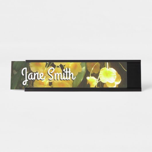 Gelbe Orchideen - tropische Blume Schreibtischnamensplakette (Vorderseite )