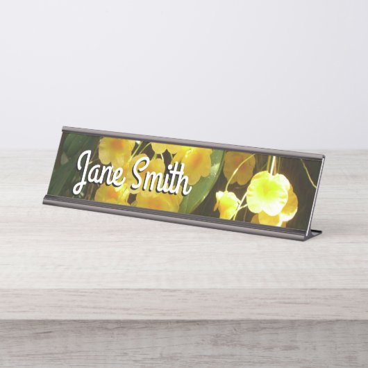 Gelbe Orchideen - tropische Blume Schreibtischnamensplakette (Vorderseite )
