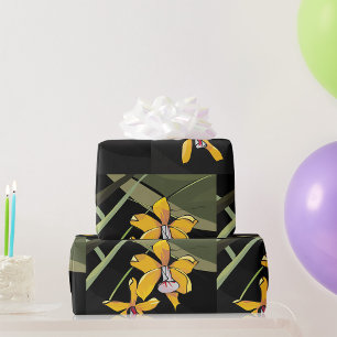 Gelbe Orchideenblüte Tropische Botanik Geschenkpapier