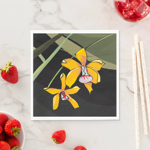 Gelbe Orchideenblüte Tropische Botanik Serviette