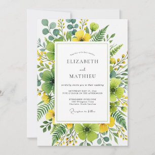 Gelbe organische botanische Hochzeit Einladung