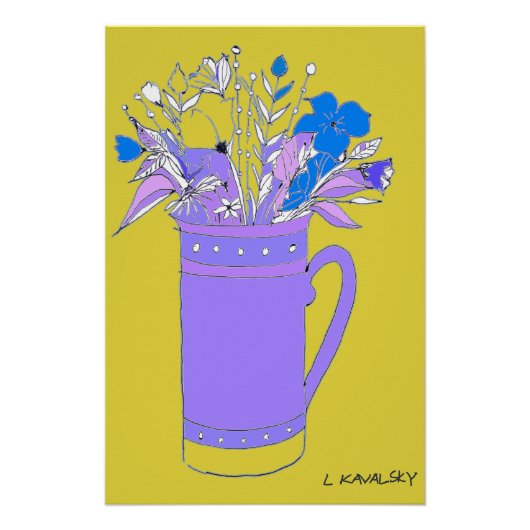 Gelbe originale Blume in einem Tasse Poster (Vorderseite)