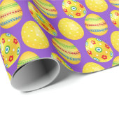 Gelbe Ostereier auf Lila Geschenkpapier (Rolleneckpunkt)