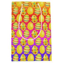 Gelbe Ostereier auf Rainbow-Polka-Dosen Mittlere Geschenktüte