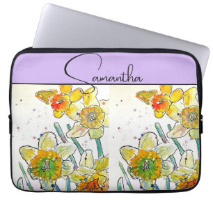 Gelbe Osterglocke Wasserfarbe Osterglocken Blumen Laptopschutzhülle