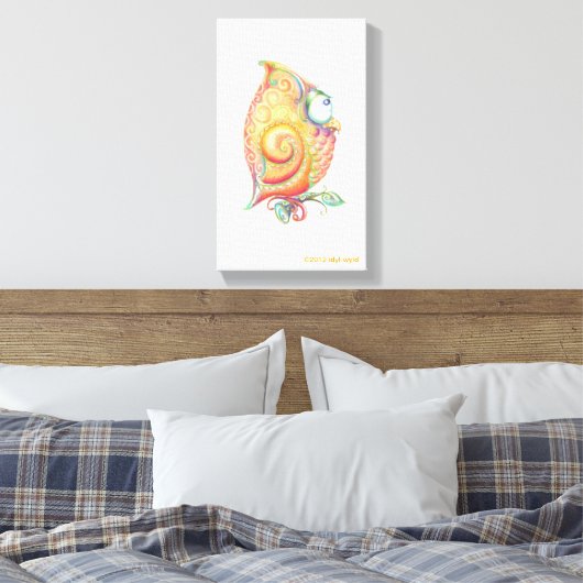 Gelbe Owl Leinwand Hängend (Insitu (Schlafzimmer))