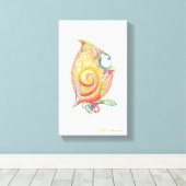 Gelbe Owl Leinwand Hängend (Insitu (Holzboden))