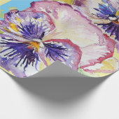 Gelbe Pansy Lila Frühlingsblumen Wasserfarbe Geschenkpapier (Ecke)