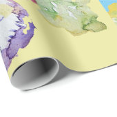 Gelbe Pansy Lila Frühlingsblumen Wasserfarbe Geschenkpapier (Rolleneckpunkt)