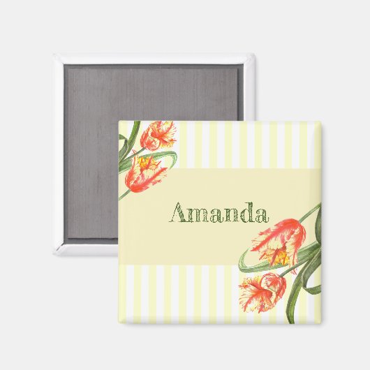 Gelbe Papagei Tulips Blume Blumenmuseum Magnet (Vorderseite/Rückseite)