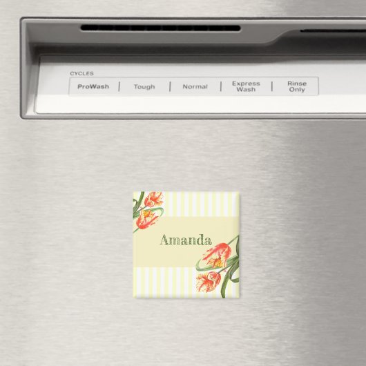 Gelbe Papagei Tulips Blume Blumenmuseum Magnet (In Situ (Geschirrspüler))