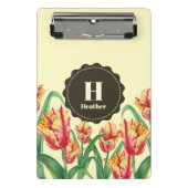 Gelbe Papageientuppe Floral Monogramm Mini Klemmbrett (Vorderseite)