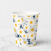 Gelbe Papierbecher mit Gänseblümchen-Muster für Ga (Rückseite)