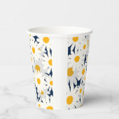 Gelbe Papierbecher mit Gänseblümchen-Muster für Ga (Rechts)
