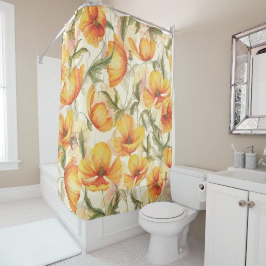 Gelbe Pappchen: von Hand gezeichnet Aquarellmuster Duschvorhang (Beispiel)