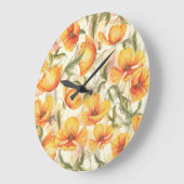 Gelbe Pappchen: von Hand gezeichnet Aquarellmuster Große Wanduhr (Winkel)