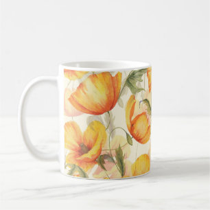 Gelbe Pappchen: von Hand gezeichnet Aquarellmuster Kaffeetasse