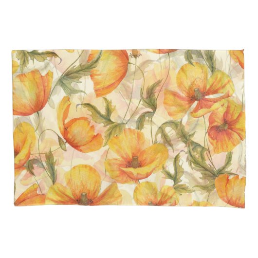 Gelbe Pappchen: von Hand gezeichnet Aquarellmuster Kissenbezug (Vorderseite)