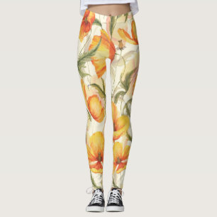 Gelbe Pappchen: von Hand gezeichnet Aquarellmuster Leggings