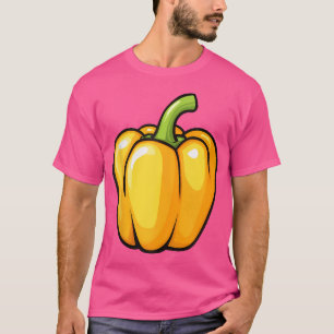 Gelbe Paprika in einem Cartoon T-Shirt