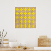 Gelbe Pariser Moods Fleur de Lys Pattern Poster (Küche)