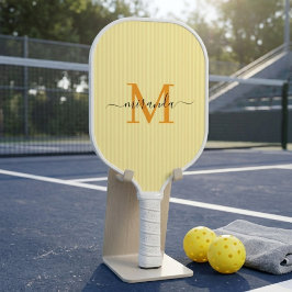 Gelbe Pastellstreifen Individueller Anfangsbuchsta Pickleball Schläger