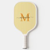 Gelbe Pastellstreifen Individueller Anfangsbuchsta Pickleball Schläger (Rückseite)