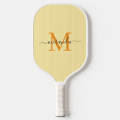Gelbe Pastellstreifen Individueller Anfangsbuchsta Pickleball Schläger (Vorderseite)