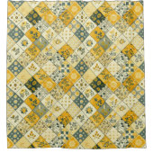 Gelbe Patchwork-Decke Rustikale Florale Retro  Duschvorhang (Vorderseite)