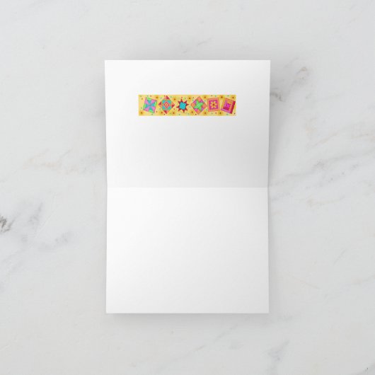 Gelbe Patchwork Quilt Art Monogram-Mitteilungskart (Innenseite)