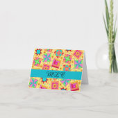 Gelbe Patchwork Quilt Art Monogram-Mitteilungskart (Vorderseite)