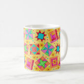 Gelbe Patchwork-Quilt-Design-Tasse Kaffeetasse (VorderseiteRechts)