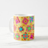 Gelbe Patchwork-Quilt-Design-Tasse Kaffeetasse (Vorderseite Links)