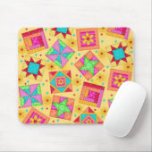 Gelbe Patchwork-Steppdecke blockiert Mousepad (Mit Mouse)