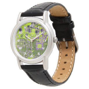 Gelbe PCB-Schaltungsplatine Design für IT-Profis Armbanduhr