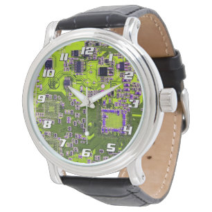 Gelbe PCB-Schaltungsplatine Design für IT-Profis Armbanduhr