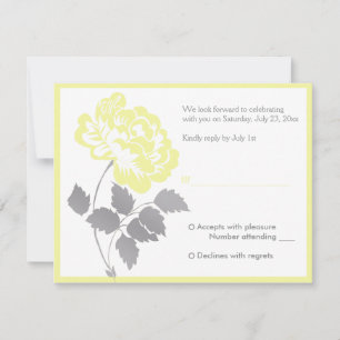 Gelbe Peonie auf weißer Antwortkarte RSVP Karte