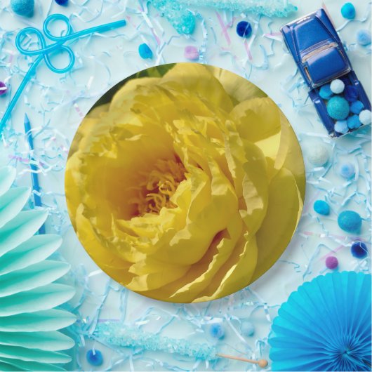 Gelbe Peony 9" Plate, 9" Runde Pappteller (Party)