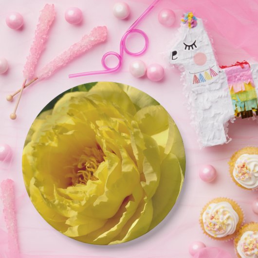 Gelbe Peony 9" Plate, 9" Runde Pappteller (Party)