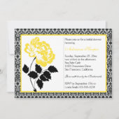 Gelbe Peppe mit schwarzem Damast-Brautparty Einladung (Vorderseite)