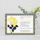 Gelbe Peppe mit schwarzem Damast-Brautparty Einladung (Stehend Vorderseite)