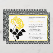 Gelbe Peppe mit schwarzem Damast-Brautparty Einladung (Vorne/Hinten)