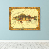 Gelbe Perle auf Karte Leinwanddruck (Insitu (Holzboden))