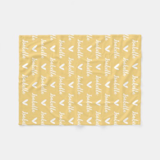 Gelbe Personalisierte Bezeichnung Schlaganfall mit Fleecedecke (Vorderseite (Horizontal))