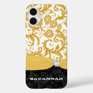 Gelbe Personalisierte Imitate Kristall Damask iPho iPhone 16 Plus Hülle