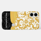 Gelbe Personalisierte Imitate Kristall Damask iPho Case-Mate iPhone Hülle (Rückseite (Horizontal))