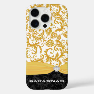 Gelbe Personalisierte Imitate Kristall Damask iPho iPhone 16 Pro Hülle