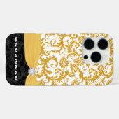 Gelbe Personalisierte Imitate Kristall Damask iPho Case-Mate iPhone Hülle (Rückseite (Horizontal))